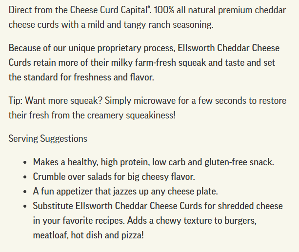 Cheddar Cheese CURDS - 5 oz
