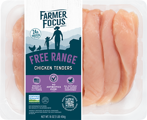 FARMER FOCUS - Chicken TENDERS (not breaded), Natural Free Range- Froz - 1 1b