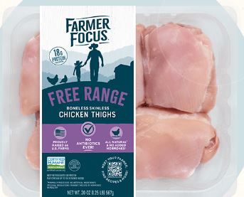 FARMER FOCUS - Chicken THIGHS -Boneless Skinless, Natural Free Range - Froz - 1.13 1bs