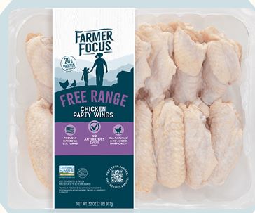 FARMER FOCUS - Chicken Party WINGS, Natural, Free Range - Froz - 2 lbs