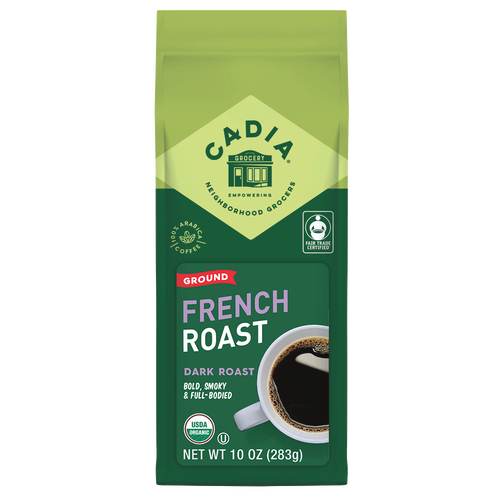 French Roast Coffee, Organic, Ground - Cadia - Fair Trade - 10 oz.