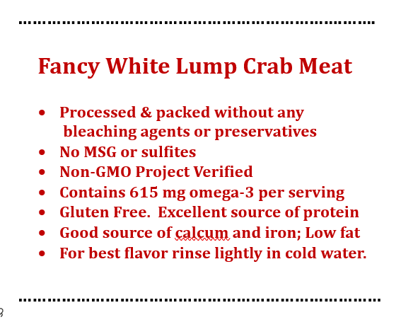 Fancy White-Lump Crab Meat - 6 oz