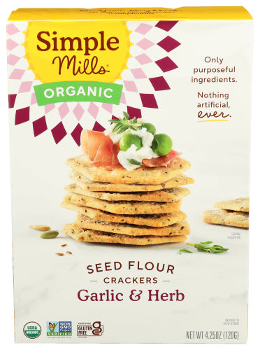 Seed Flower Crackers, Organic - Garlic & Herb - Paleo, Vegan - 4.25 oz