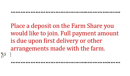 Farm Share Deposit