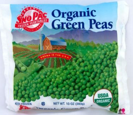 SNO PAC Green Peas, Organic - Frozen - 10 oz