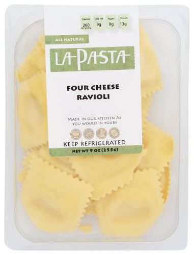 Four Cheese Ravioli, All Natural - La Pasta - FROZEN - 9 oz