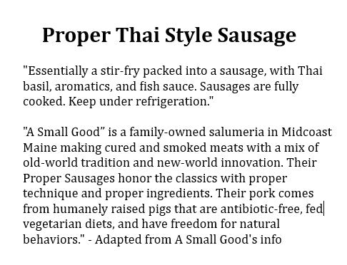 Proper Thai Style Sausage - Local - Frozen - 12 oz
