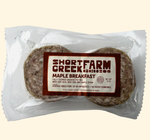 Maple Breakfast Sausage Patties - Local - Froz - Fully cooked - 8 pk