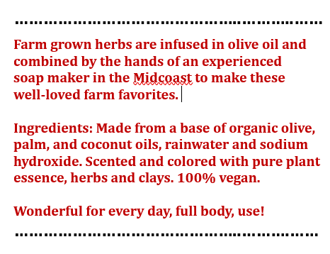 Soaps - Local, hand made, vegan - Dandelion Spring Farm