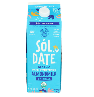 Organic Sol Date Almond Milk, Date Sweetened - 64 oz - BBDate 8/16/25 - SALE!
