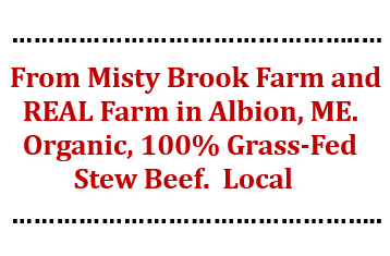 Stew Beef Organic, Local, Frozen - Misty Brook Farm - 1 lb
