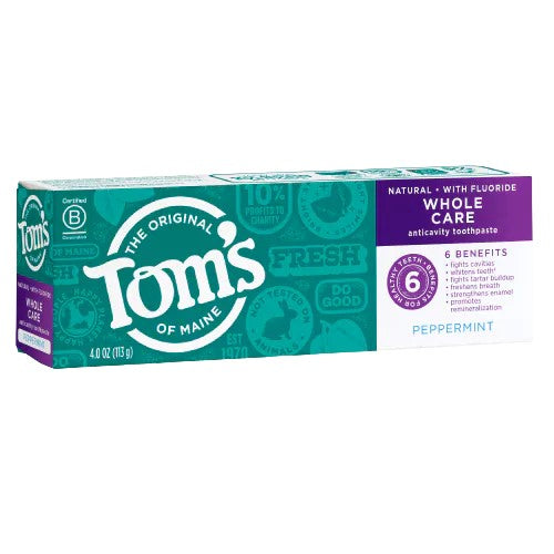 Tom's Toothpaste - Wholecare - Peppermint - 4 oz – Farmer Kev's Organic